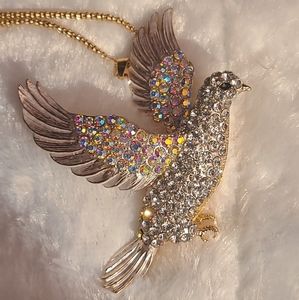 Aurora and Silver tone dove necklace